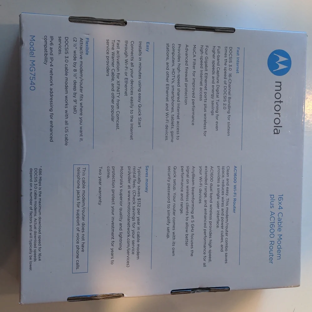 16X4 Cable Modem plus AC1600 Router - Picture 3 of 3